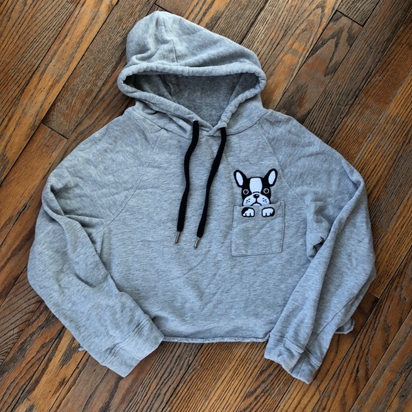 French Bulldog Peekaboo Crop Sweatshirt Small Sweater - Picture 1 of 3